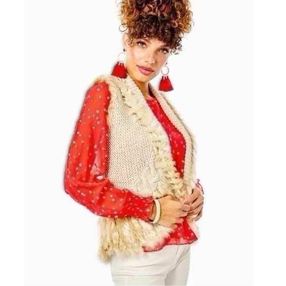 Lilly Pulitzer Torini Sequin Vest Heathered Latte Metallic - Picture 6 of 14